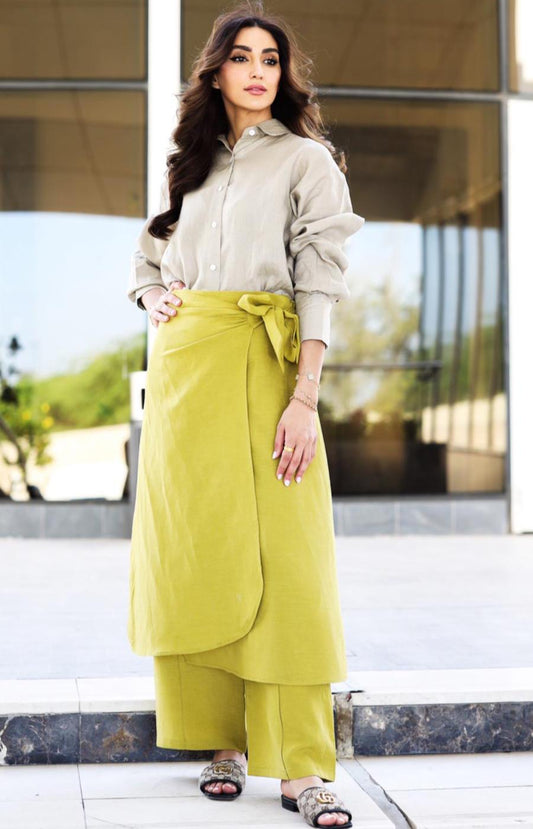 Casual top with pants & skirt