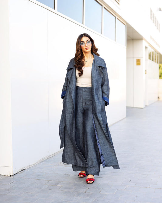 Linen jeans jacket with Pants